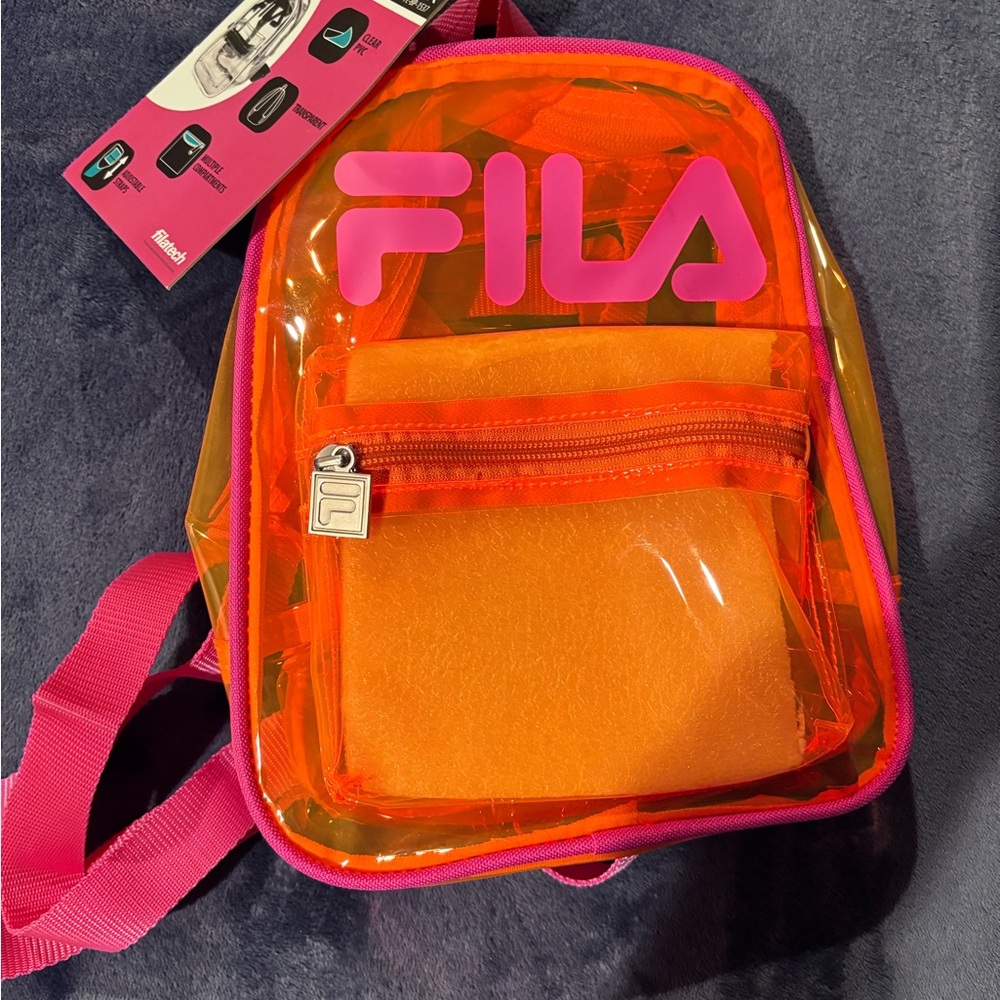 Fila Pink and Orange Transparent Backpack